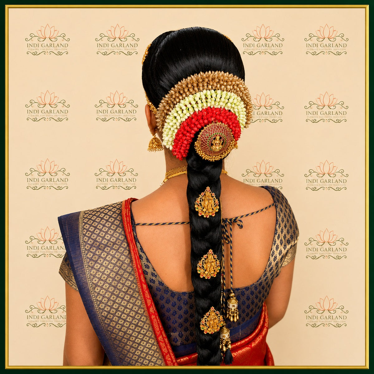 Rajmoti Kajra Billa – Kolkata Jasmine Layered Kajra & Traditional Billa Floral Hair Arrangement
