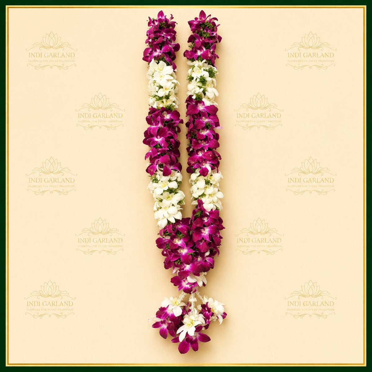 Amara Orchid Mala – Set of 2 Purple & White Orchid Designer Garlands