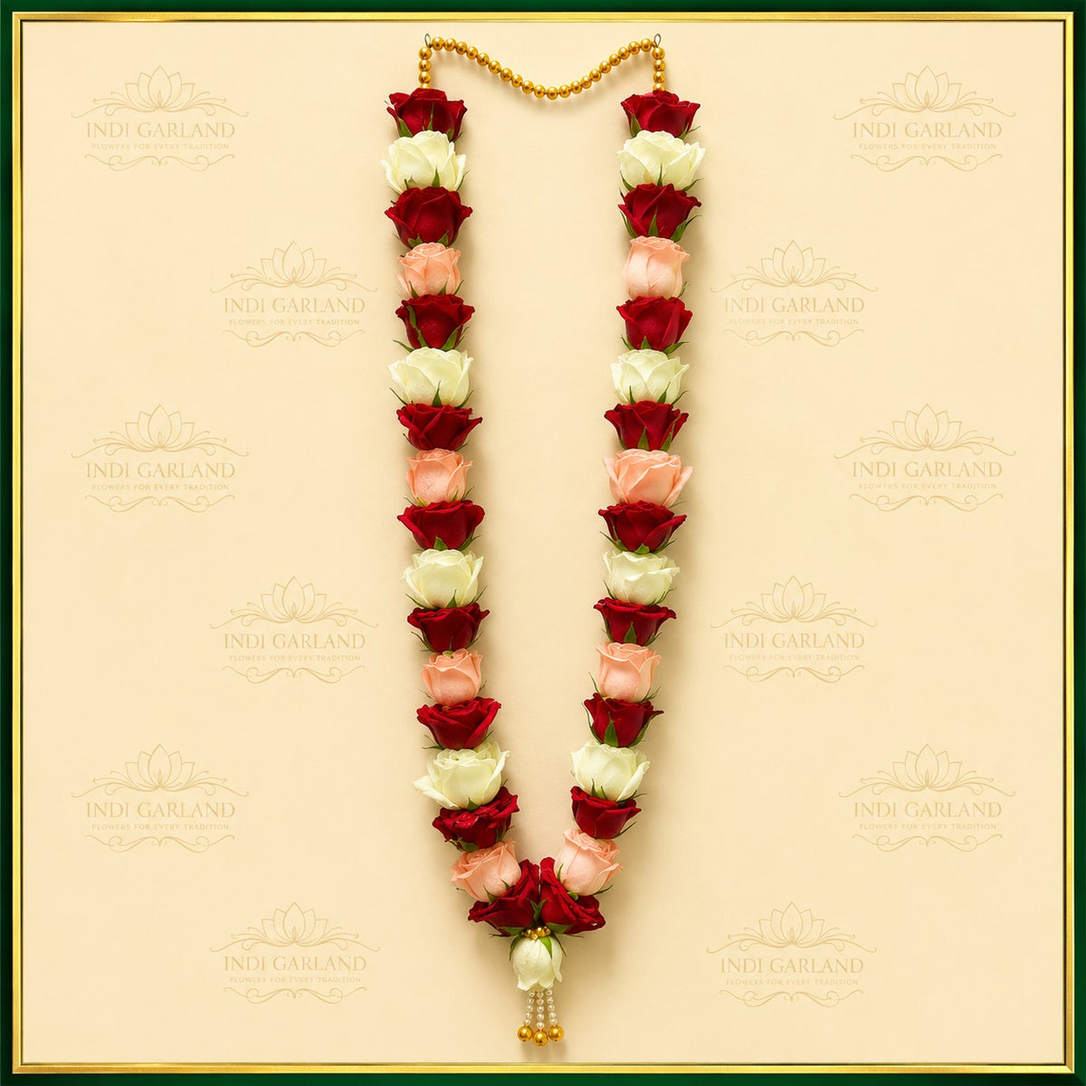 Ruby Rose Elegance Garland – Set of 2 LP Rose, Red Rose & White Rose Designer Garlands