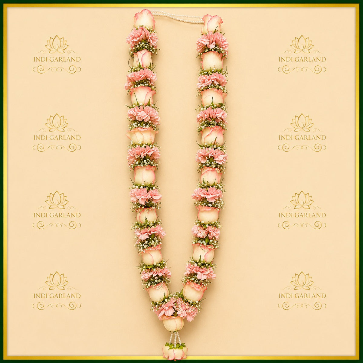 Mehrika Garland – Jamilia Rose, Carnation & Gypsophila Fresh Floral Garland Set