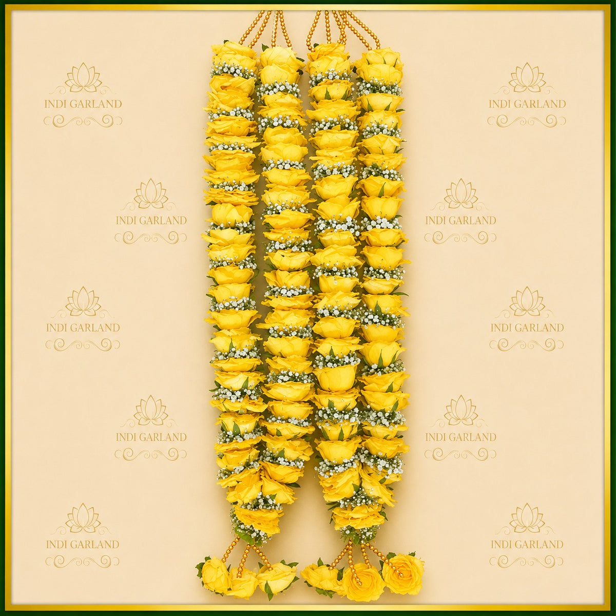 Zahira Garland – Yellow Rose & Gypsophila Fresh Floral Garland Set