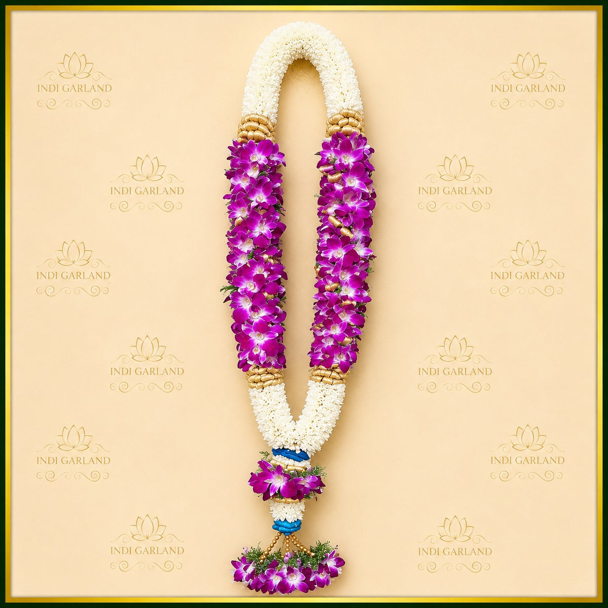 Gulraga Garland – Kolkata Jasmine & Purple Orchid Fresh Floral Garland Set