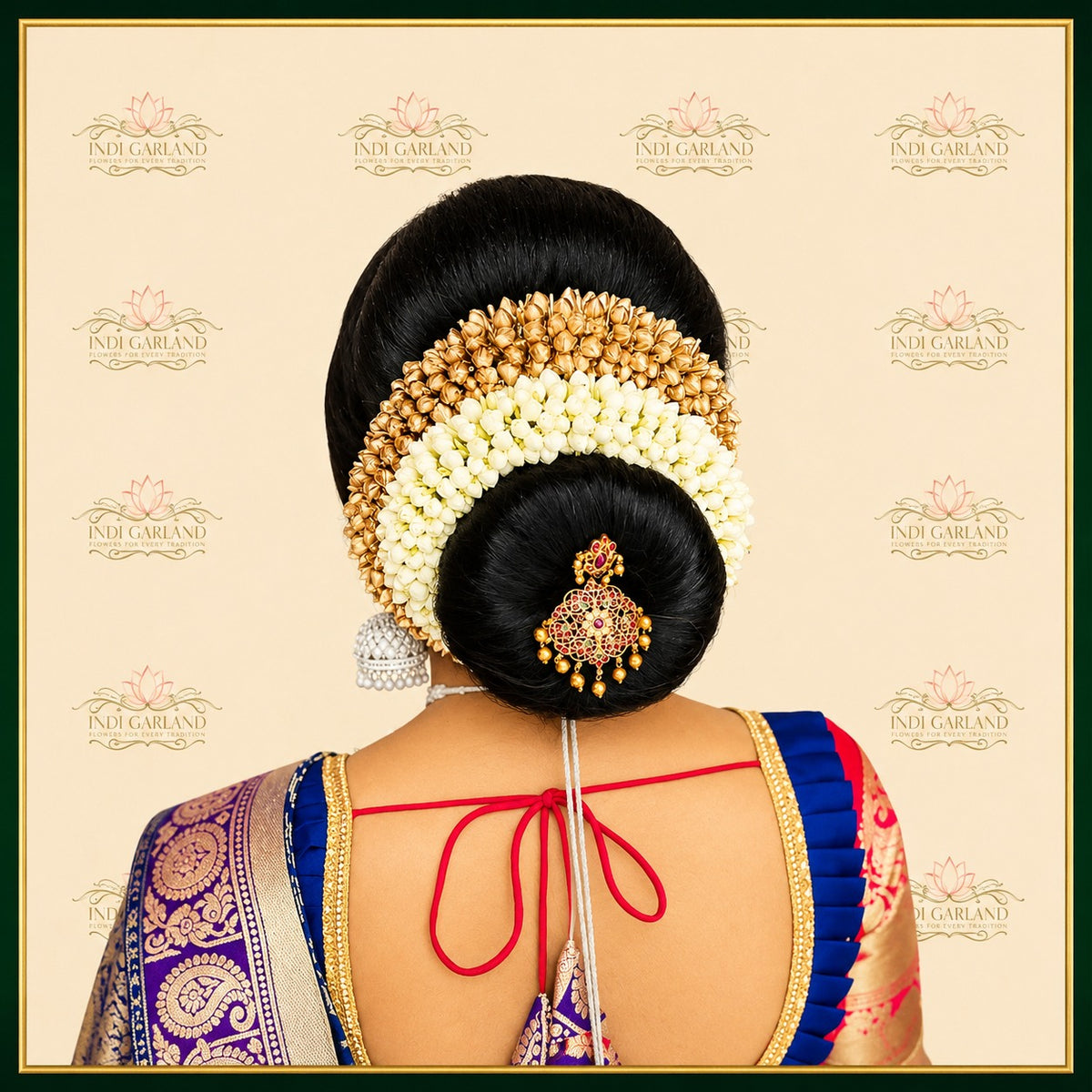 Noorjahan Jasmine Arch – Kolkata Jasmine Layered Bun & Designer Billa