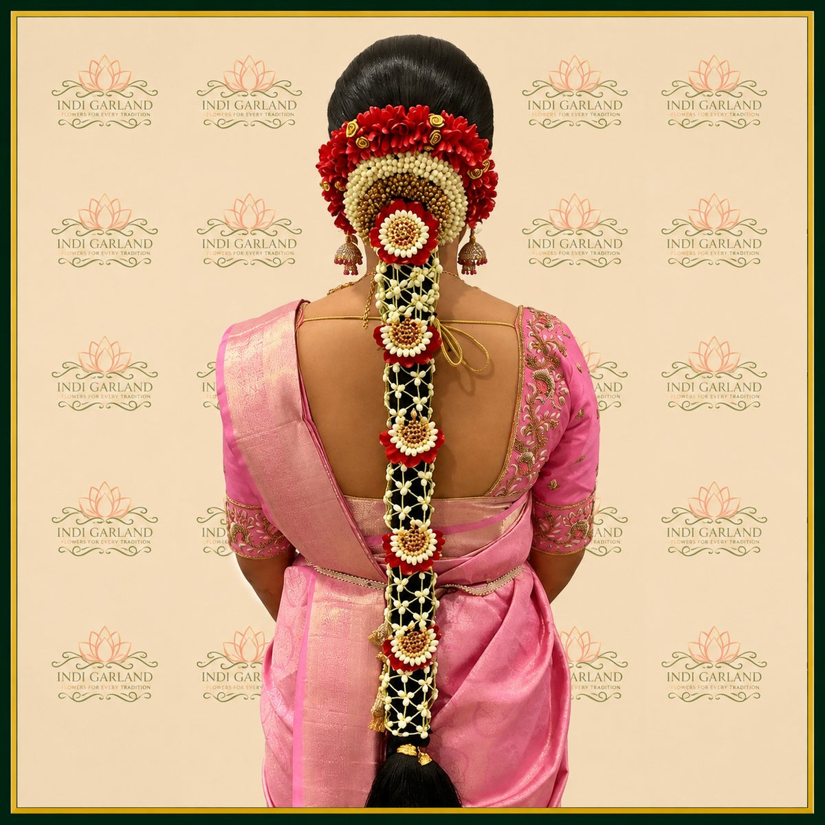 Mehreen Veni – Kolkata Jasmine & Rose Petal Diamond Designer Floral Braid