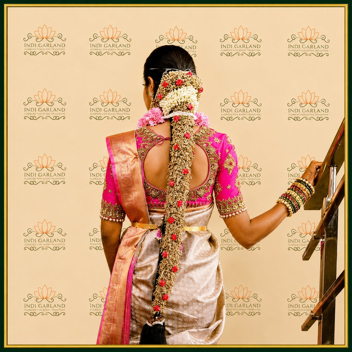 Shahi Kajra Veni – Gypso & Kolkata Jasmine Long Floral Braid Arrangement