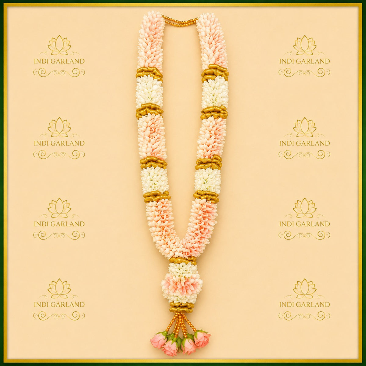 Pari Mallige Garland – Light Pink Rose Petals & Tuberose Fresh Floral Garland