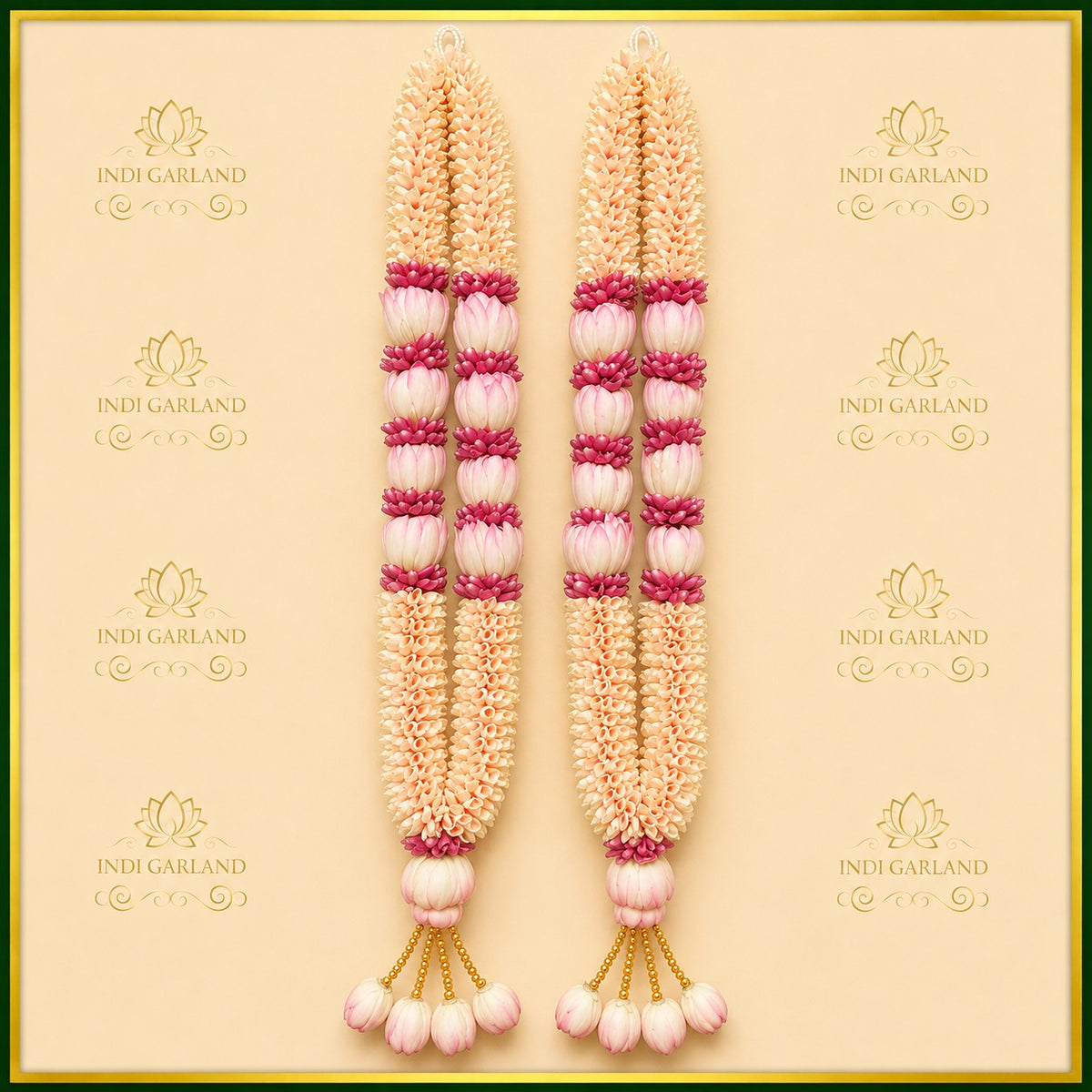Gulrukh Kamalini Garland – Rose Petals & Lotus Fresh Floral Garland Set