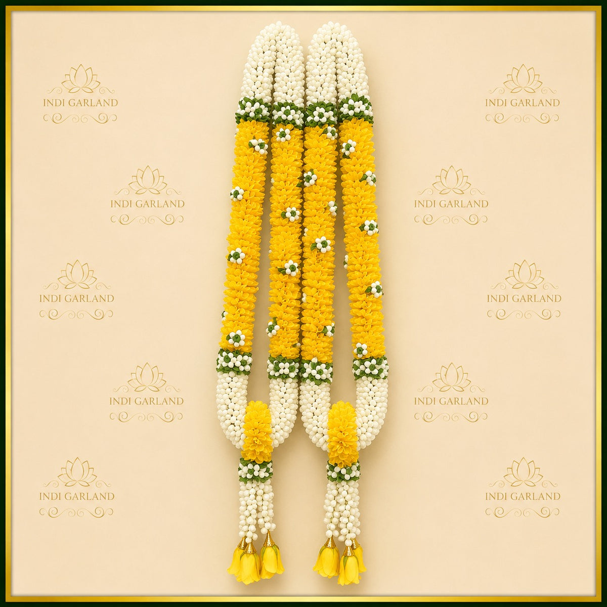 Zuhavika Garland – Kolkata Jasmine & Yellow Rose Petal Designer Luxury Floral