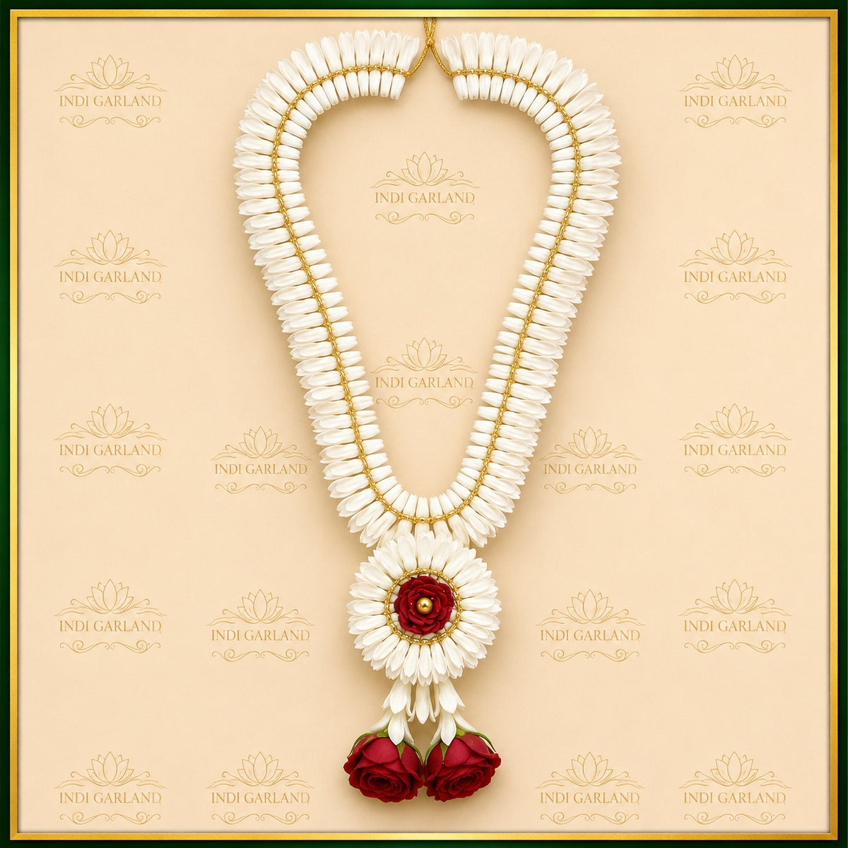 Mallika Garland – Red Rose & Tuberose Luxury Designer Floral Garland Set