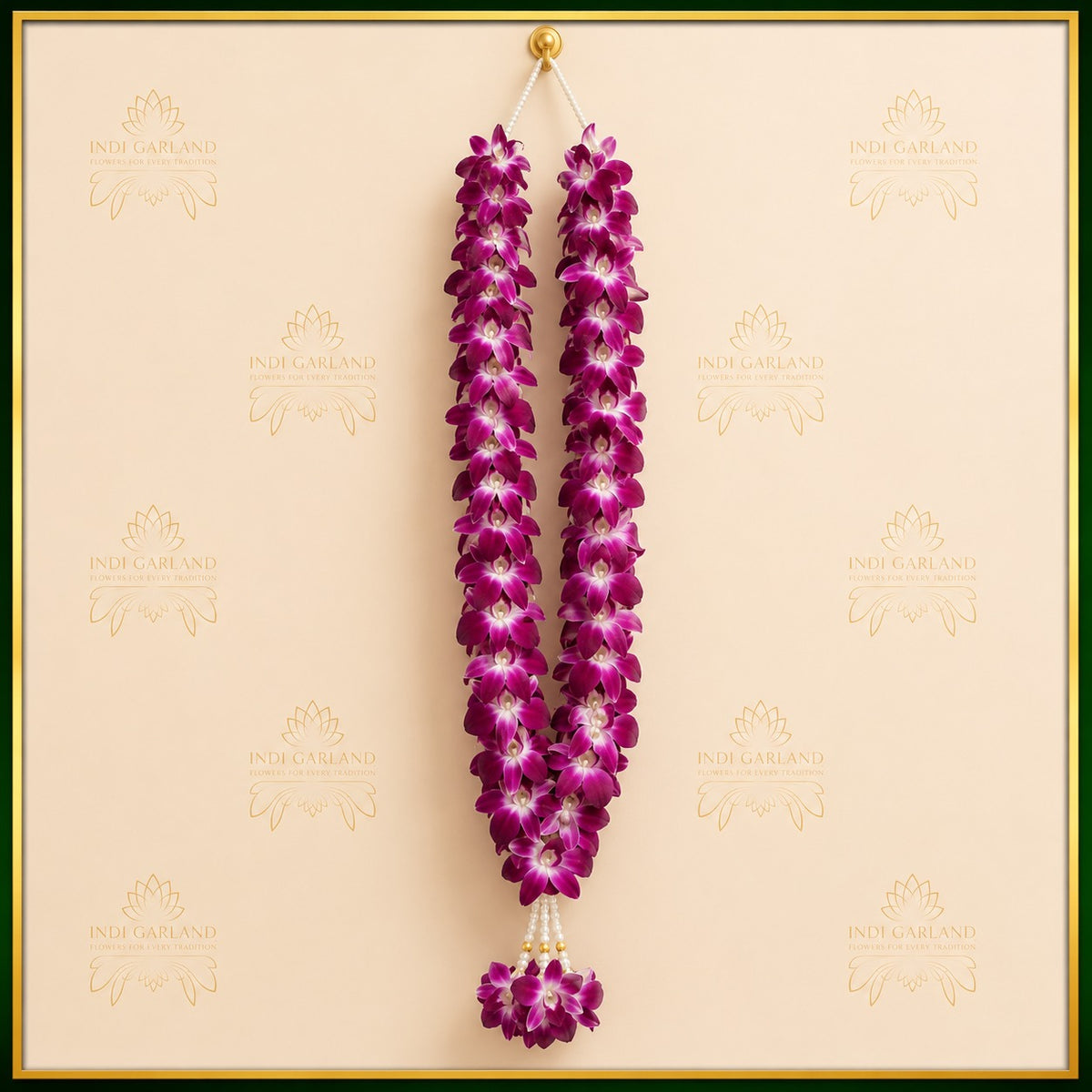Amethyst Orchid Garland – Fresh Purple Orchid & Pearl Designer Luxury Wedding Garland Set